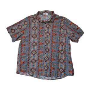 Vatpave Aztec Southwestern Geometric Short Sleeve Button Up Shirt XXL EUC